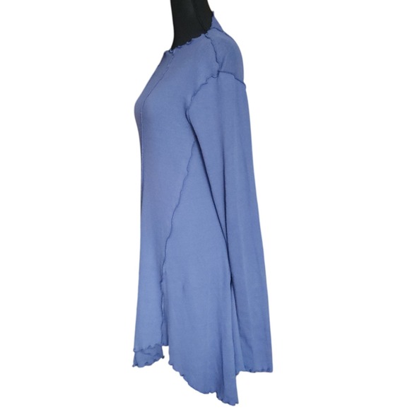 FREE PEOPLE We The Free Blue Thermal Tunic Dress Raw Seam Handkerchief Hem Small - Picture 3 of 6